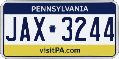 PA license plate JAX3244