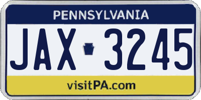 PA license plate JAX3245