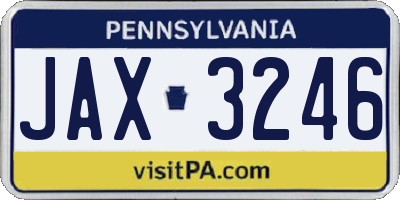 PA license plate JAX3246