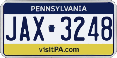 PA license plate JAX3248