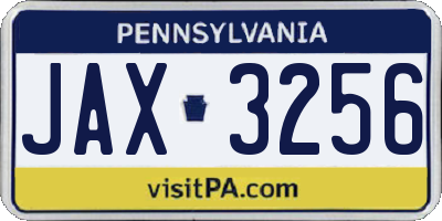 PA license plate JAX3256