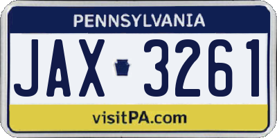 PA license plate JAX3261