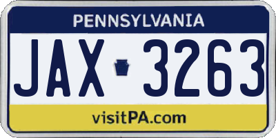 PA license plate JAX3263