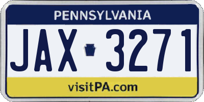 PA license plate JAX3271