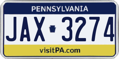 PA license plate JAX3274