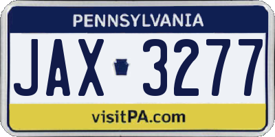 PA license plate JAX3277