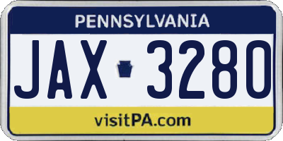 PA license plate JAX3280