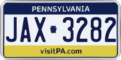 PA license plate JAX3282