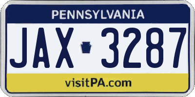 PA license plate JAX3287