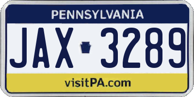 PA license plate JAX3289