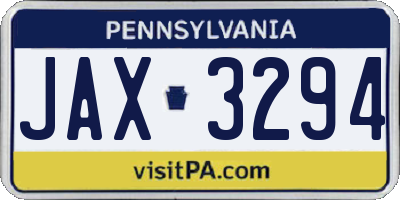 PA license plate JAX3294