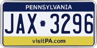 PA license plate JAX3296
