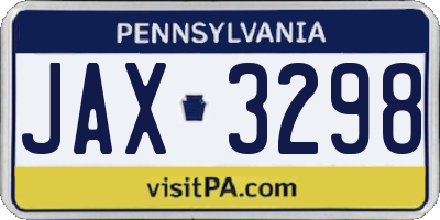PA license plate JAX3298