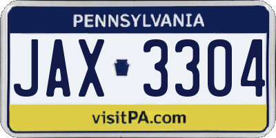 PA license plate JAX3304