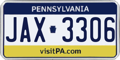 PA license plate JAX3306