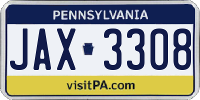PA license plate JAX3308