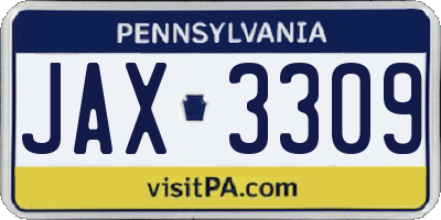 PA license plate JAX3309