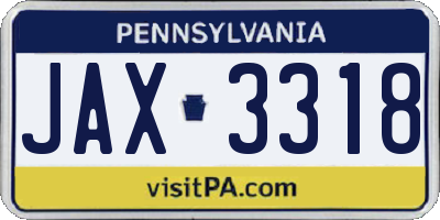 PA license plate JAX3318