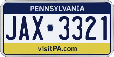 PA license plate JAX3321