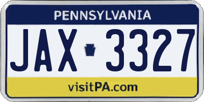 PA license plate JAX3327