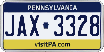 PA license plate JAX3328