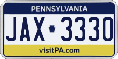 PA license plate JAX3330