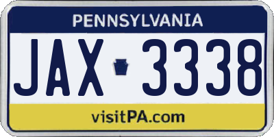 PA license plate JAX3338