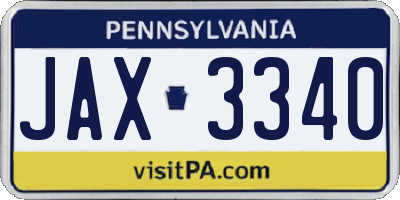 PA license plate JAX3340