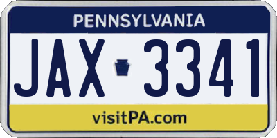 PA license plate JAX3341
