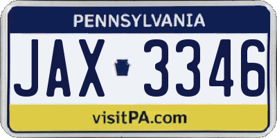 PA license plate JAX3346