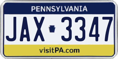 PA license plate JAX3347