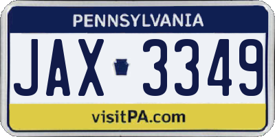 PA license plate JAX3349