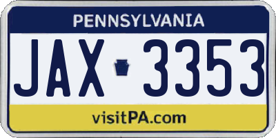 PA license plate JAX3353