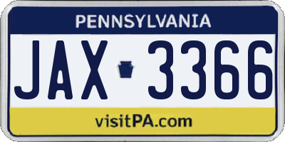 PA license plate JAX3366
