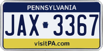 PA license plate JAX3367
