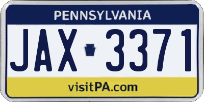 PA license plate JAX3371