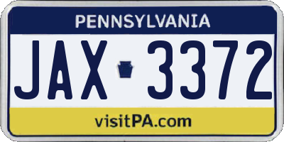 PA license plate JAX3372