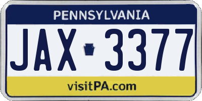 PA license plate JAX3377