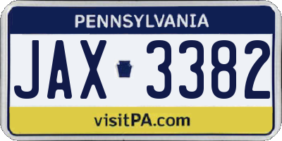 PA license plate JAX3382