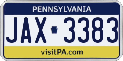 PA license plate JAX3383