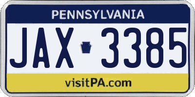 PA license plate JAX3385