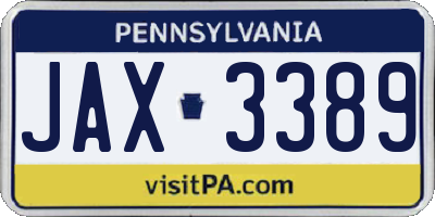 PA license plate JAX3389