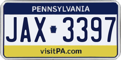 PA license plate JAX3397