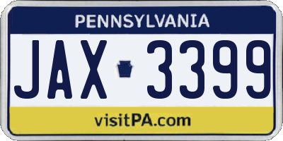 PA license plate JAX3399
