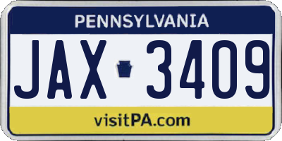 PA license plate JAX3409