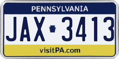 PA license plate JAX3413