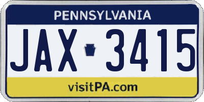 PA license plate JAX3415
