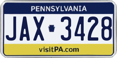 PA license plate JAX3428