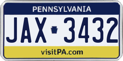 PA license plate JAX3432