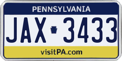 PA license plate JAX3433
